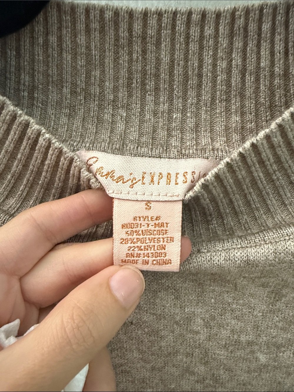Expressions Maternity Taupe Knit Sweater with Cream Bow Accents - Picture 2 of 2